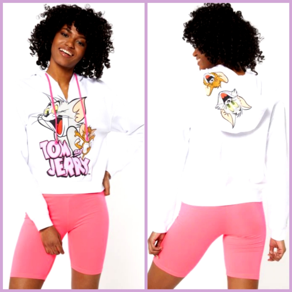 Tom and Jerry Cropped Hoodie
